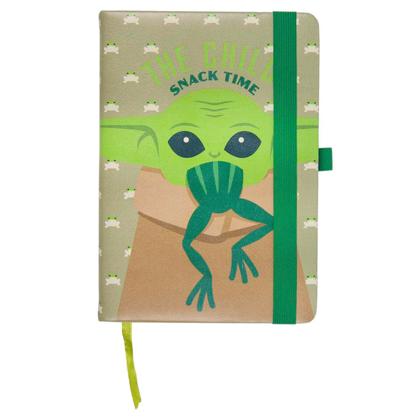 Cahier A5 The Mandalorian Yoda Child en simili cuir avec couverture détaillée