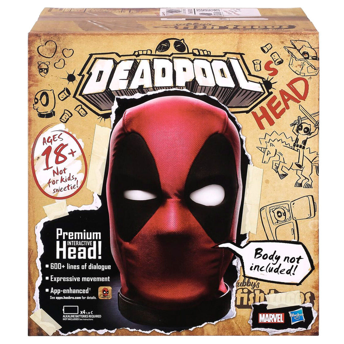 Image montrant les sourcils mobiles du buste Deadpool interactif à l'échelle 1:1
