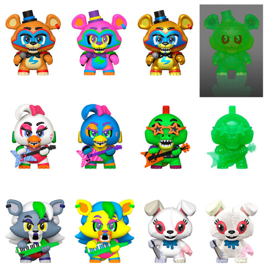 Vue rapprochée d'une figurine Mystery Mini colorée représentant un personnage du jeu Security Breach