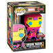 Détail du visage et du costume lumineux de la figurine Funko POP Iron Man Black Light Exclusive Marvel