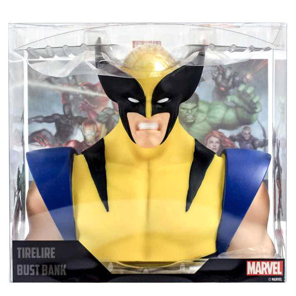 Vue de face du buste tirelire Wolverine Marvel X-Men en PVC de 20 cm par SEMIC STUDIO