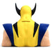 Profil latéral montrant la texture et la peinture réaliste du buste tirelire Wolverine
