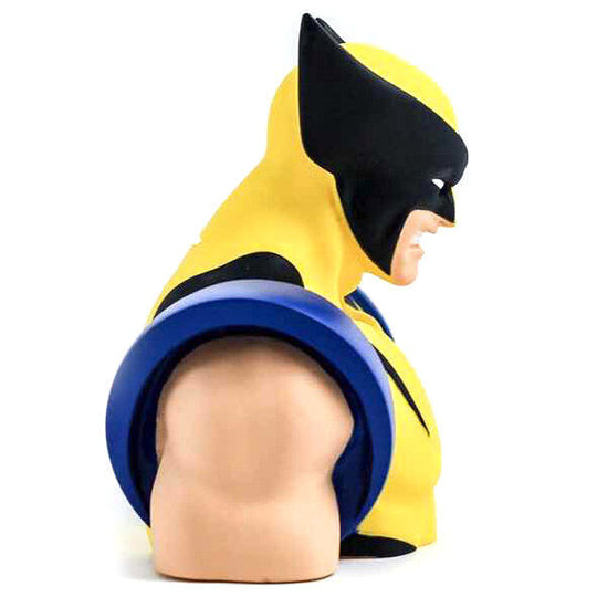 Ouverture pour insérer les pièces sur le dessus du buste tirelire Wolverine Marvel X-Men