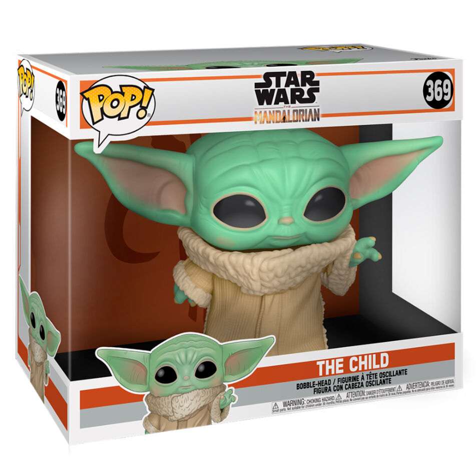 Profil latéral de la figurine POP FUNKO The Child Mandalorian détaillée et colorée