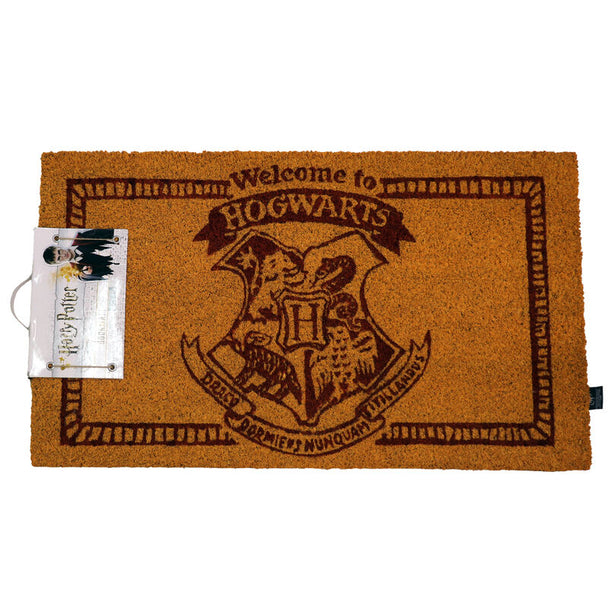 Paillasson Harry Potter Welcome to Hogwarts en fibre de coco avec base PVC, dimensions 60x40cm, design officiel SD TOYS.