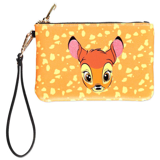Détail de la fermeture zippée de la trousse Disney Bambi montrant la qualité du matériau et la taille compacte