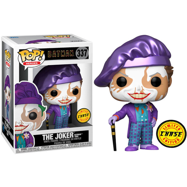 Vue rapprochée de la figurine Joker Funko POP avec son chapeau distinctif, édition spéciale Chase 9 cm