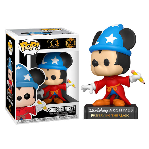 Figurine Funko POP Mickey Sorcier Disney Archives vue de face avec boîte vitrine transparente