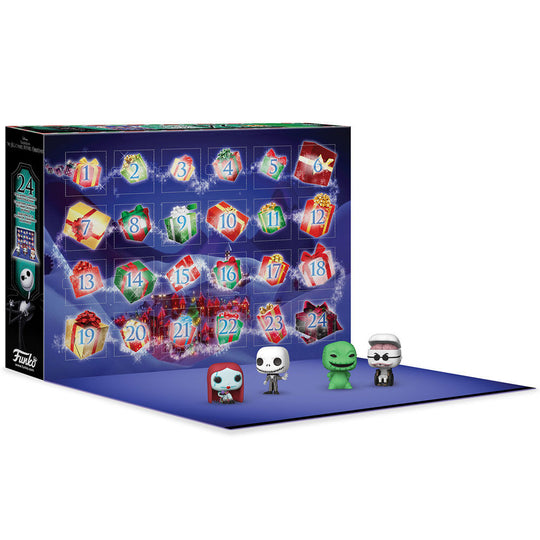 Figurines POP miniatures exclusives du calendrier de l'Avent Nightmare Before Christmas Funko, visibles dans leurs pochettes