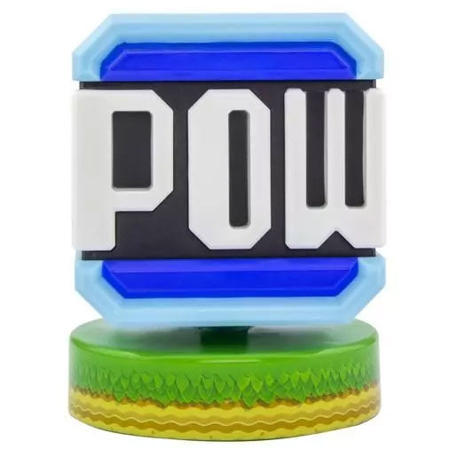Vue latérale de la lampe Super Mario POW montrant son design compact et élégant
