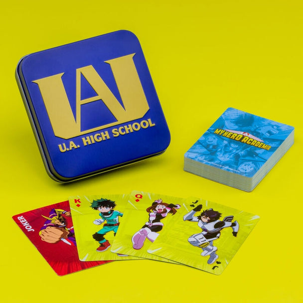 Exemple de cartes du jeu My Hero Academia montrant des personnages emblématiques en action
