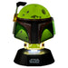 Gros plan sur le design détaillé de la lampe iconique Bobba Fett PALADONE
