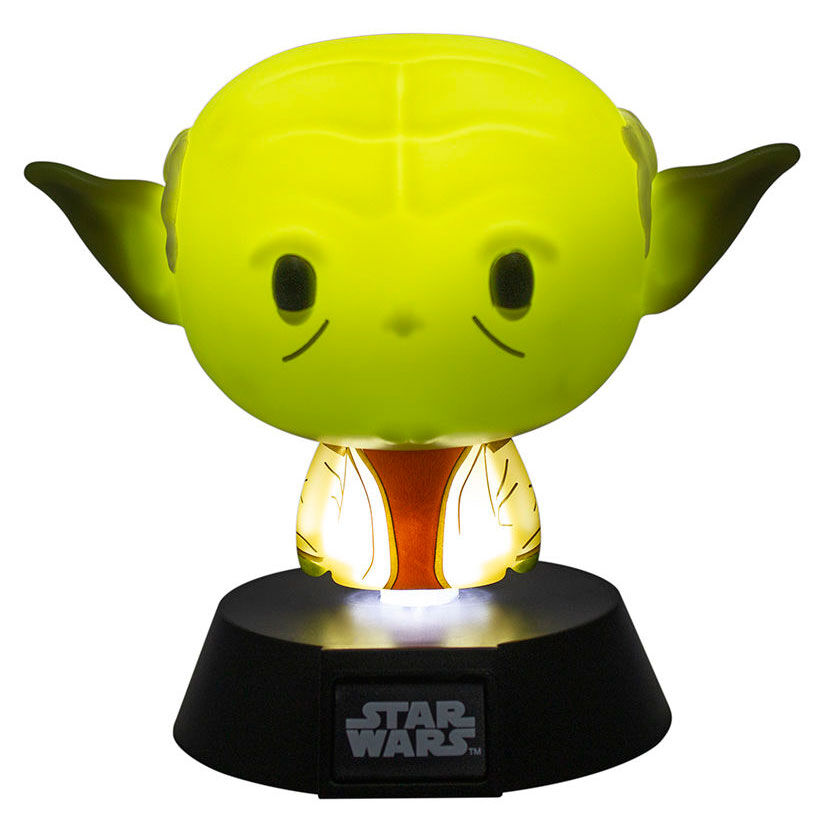 Vue rapprochée du design détaillé de la lampe Yoda signée PALADONE
