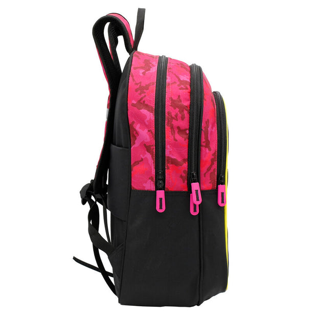 Vue latérale du sac à dos Fortnite Max Drift montrant les bretelles rembourrées et la grande capacité de rangement