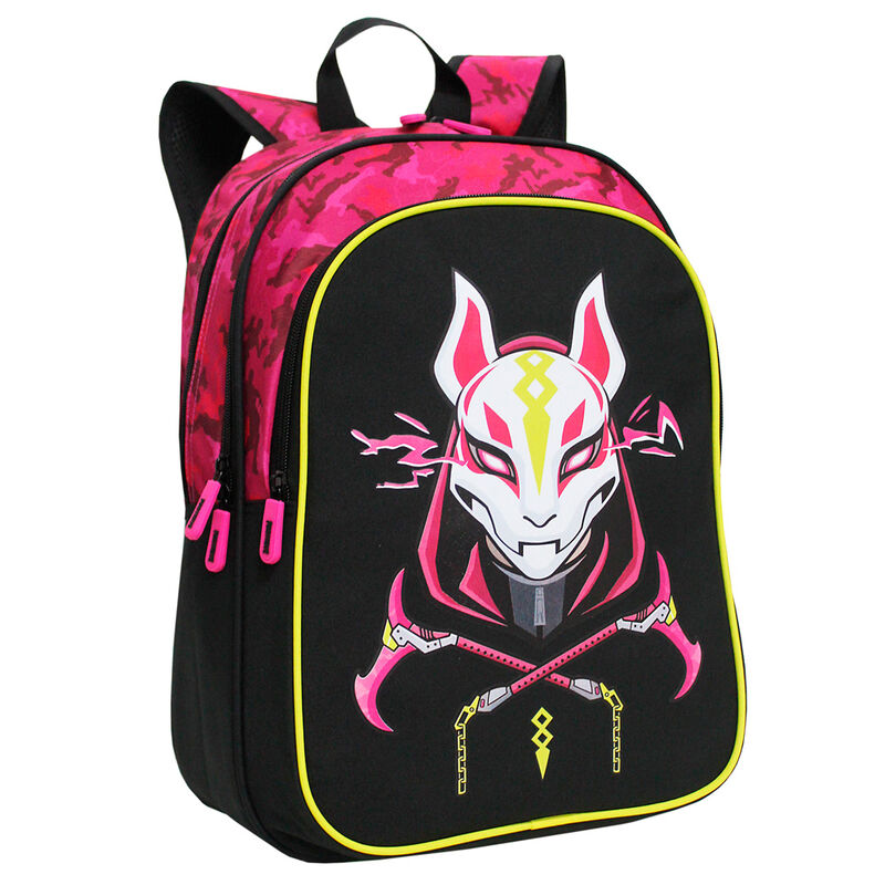 Image détaillée du sac à dos Fortnite Max Drift avec fermeture éclair robuste et motifs inspirés du jeu