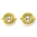 Vue latérale des boucles d'oreilles Time Turner avec focus sur le fermoir plaqué or