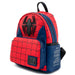 Vue latérale du sac à dos Marvel Spiderman Loungefly montrant la fermeture zippée