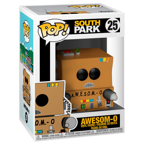 Vue rapprochée de la figurine Awesom-O Funko POP montrant les détails du design et des couleurs vives