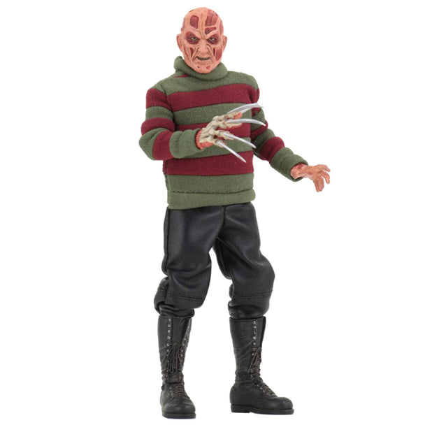 Figurine Freddy Krueger 20cm de face avec son chapeau emblématique et son pull rayé rouge et vert