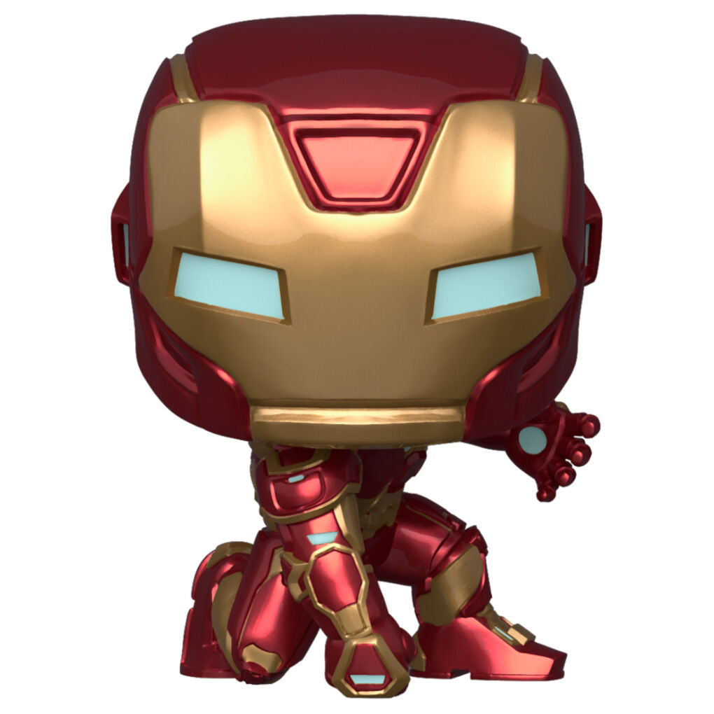 Emballage de la figurine Funko POP Iron Man Stark Tech Suit avec le logo Marvel Avengers visible sur la boîte