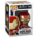 Vue rapprochée de la figurine Iron Man Stark Tech Suit Funko POP montrant les détails du costume et des couleurs vives