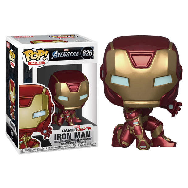 Figurine Funko POP Iron Man Stark Tech Suit de 9 cm dans sa boîte vitrine sous un angle frontal net