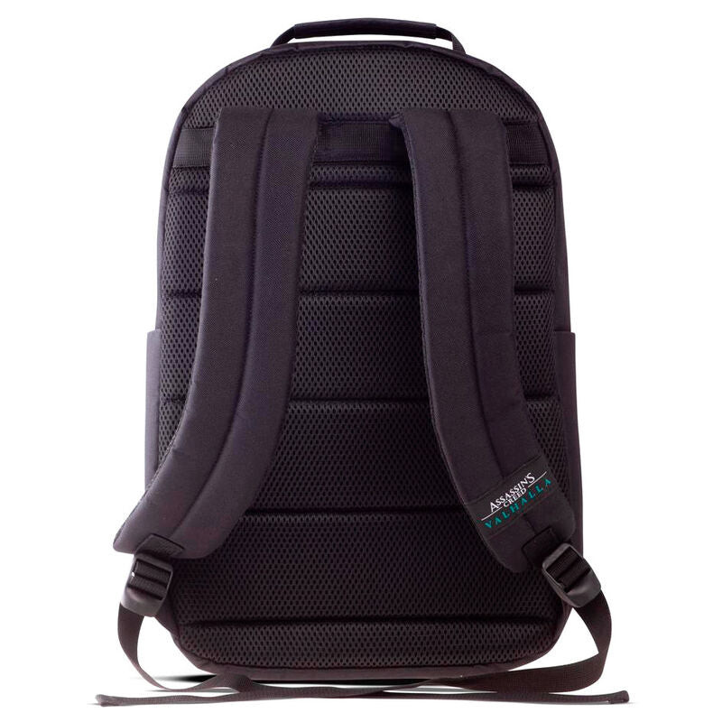 Sac à dos noir Assassin's Creed Valhalla avec impression graphique détaillée sur le devant, signé DIFUZED