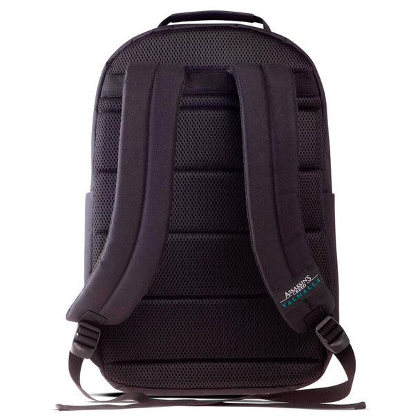 Sac à dos noir Assassin's Creed Valhalla avec impression graphique détaillée sur le devant, signé DIFUZED