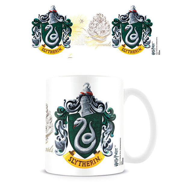 Mug Harry Potter Serpentard de 330ml avec logo officiel PYRAMID, design vert et argenté représentant la maison Serpentard.