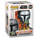 Packaging fenêtre de la figurine Funko POP The Mandalorian Mando avec jet pack, affichant le logo Star Wars