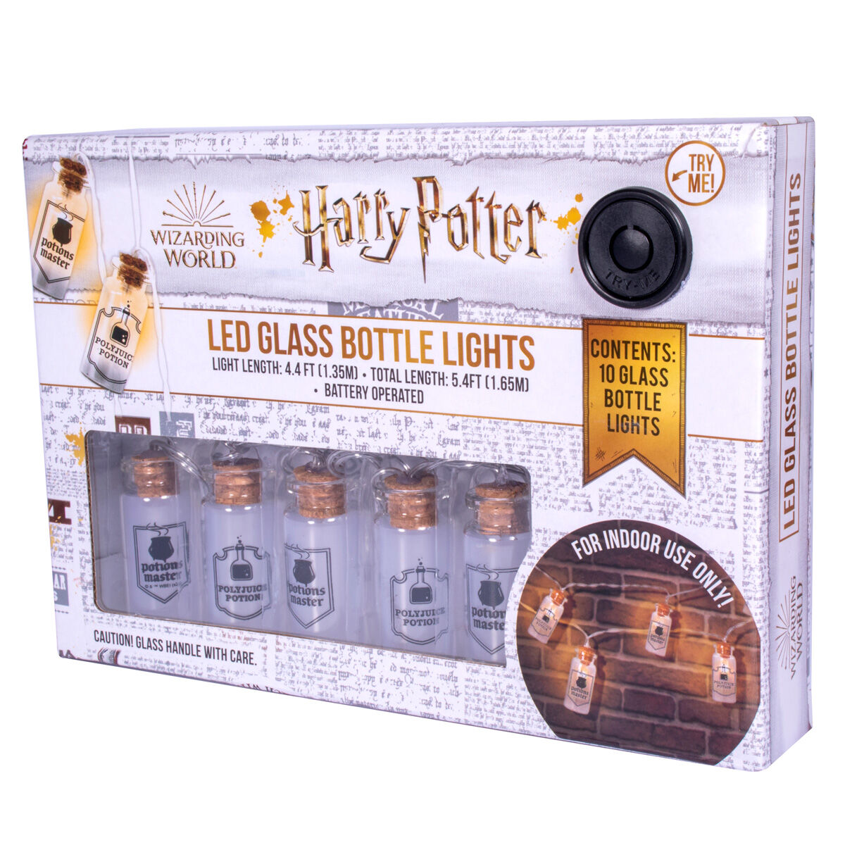 Détail d'une bouteille en verre illuminée de la guirlande LED Harry Potter de BLUE SKY STUDIOS