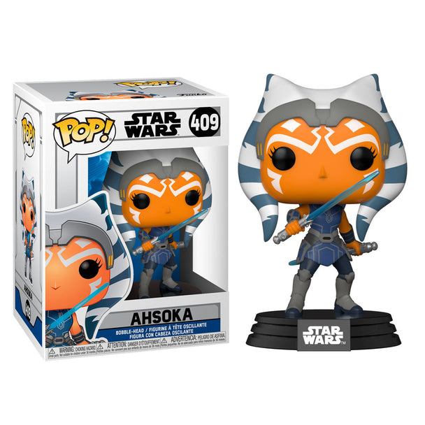 Figurine Funko POP Ahsoka Tano de Star Wars Clone Wars en vinyle de 9 cm présentée dans sa boîte vitrine transparente