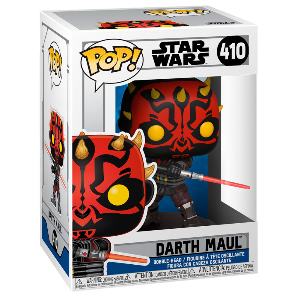Boîte vitrine transparente contenant la figurine Funko POP Star Wars Darth Maul de 9 cm