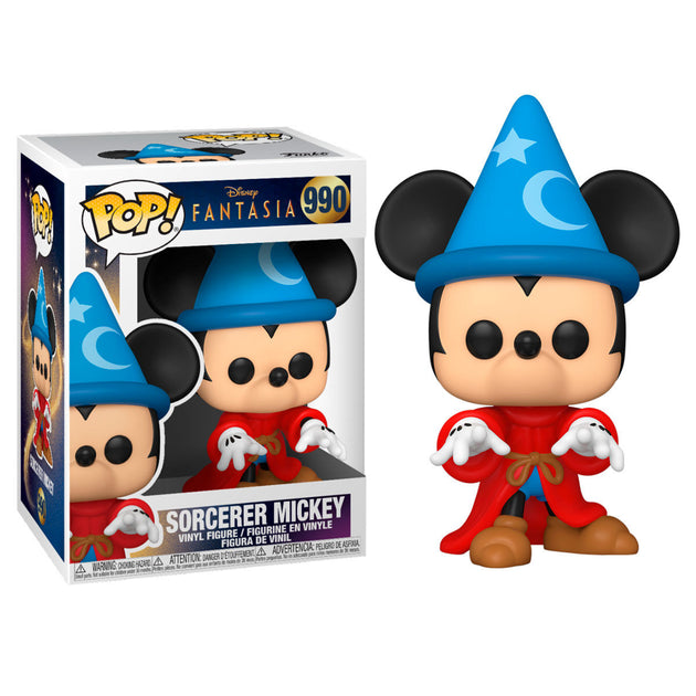 Figurine Funko POP Sorcerer Mickey de 9 cm avec chapeau de sorcier bleu et étoiles, édition Disney Fantasia 80ème anniversaire