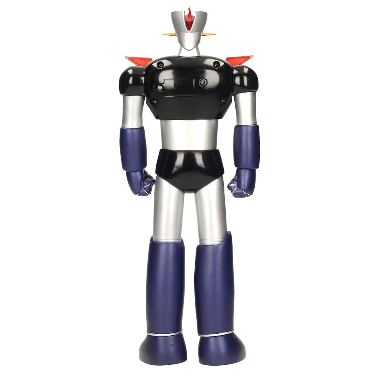 Vue de profil de la figurine Mazinger Z mettant en valeur son éclairage au torse et son armure détaillée