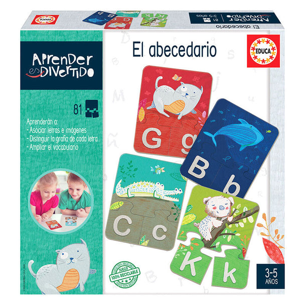 Jeu éducatif Spanish The Alphabet d'EDUCA BORRAS avec 81 pièces pour apprendre l'alphabet espagnol aux enfants de 3 à 5 ans.