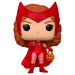 Figurine Funko POP de Wanda en costume Halloween, vue de face avec boîte vitrine Marvel WandaVision