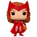 Figurine Funko POP de Wanda en costume Halloween, vue de face avec boîte vitrine Marvel WandaVision