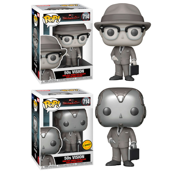 Figurine Funko POP Vision de la série Marvel WandaVision, en vinyle de 9 cm, présentée dans sa boîte fenêtre.