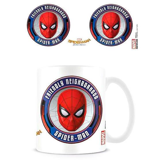 Mug en céramique Marvel Spiderman Friendly Neighborhood avec un design coloré et une capacité de 315ml, parfait pour les fans.