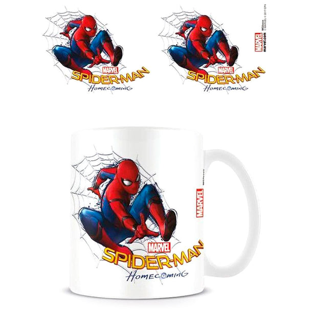 Mug en céramique Marvel Spiderman Home Coming avec illustration colorée de Spiderman en action, capacité 315ml.