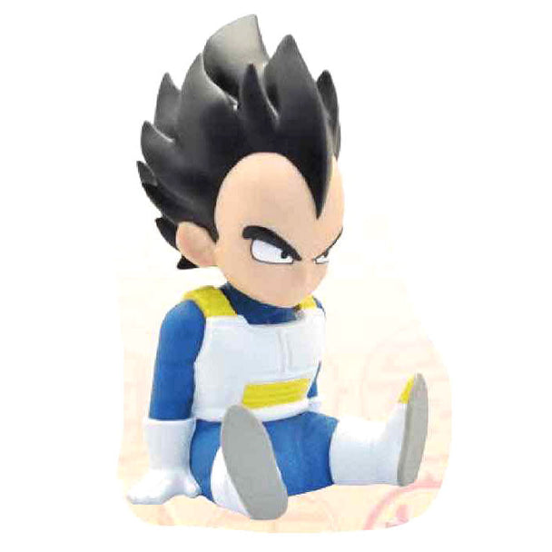 Figurine tirelire Vegeta Dragon Ball en PVC de 15cm, vue de face avec détails précis.