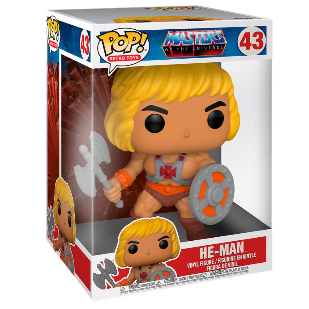 Vue rapprochée de la figurine Funko POP He-Man montrant ses accessoires et finitions