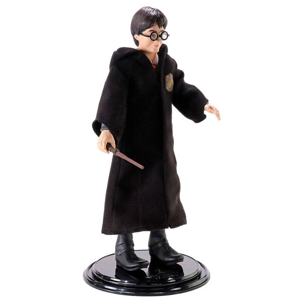 Figurine malléable Harry Potter avec baguette, posée en position dynamique montrant sa flexibilité