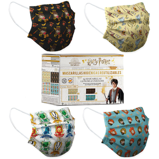 Pack de 2 masques Harry Potter pour enfants avec différents motifs colorés