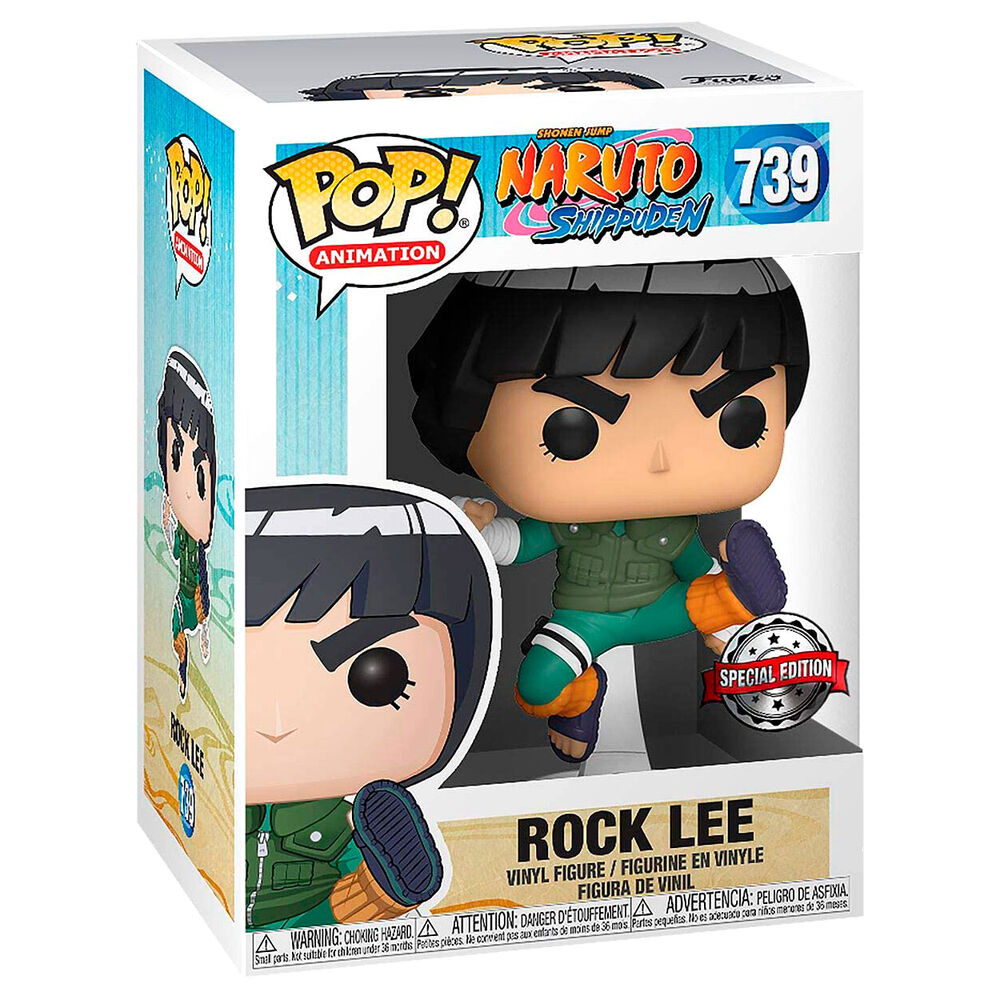 Détail de la figurine Naruto Rock Lee Funko POP, posture dynamique et couleurs vives