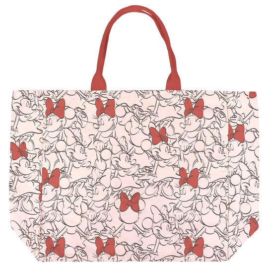 Sac Disney Minnie 48cm en coton CERDÁ avec illustration colorée de Minnie Mouse, dimensions 48x44x17 cm.