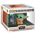 Détail de la figurine Funko POP The Mandalorian Enfant avec canister sur fond blanc