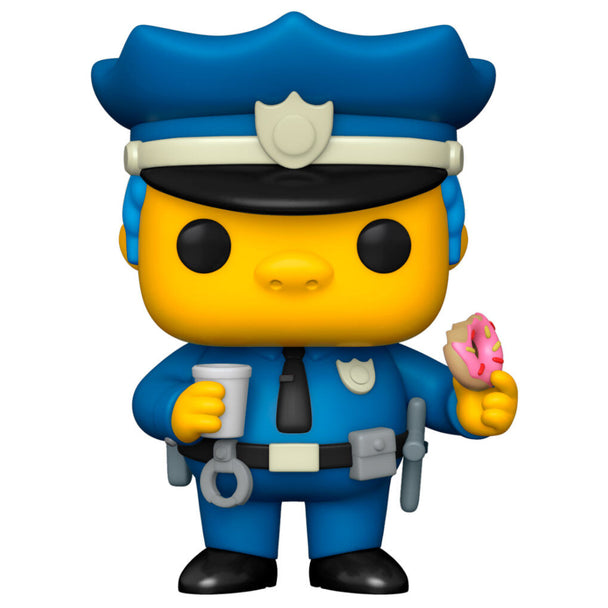 Figurine Funko POP de Chief Wiggum des Simpsons en vinyle de 9 cm dans sa boîte vitrine