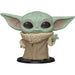 Vue rapprochée du visage expressif de la figurine POP FUNKO Yoda The Child Mandalorian
